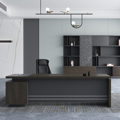 Executive office desk with spacious workspace and sleek professional design