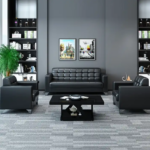 Black Leather Executive Sofa
