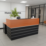 1.8M Executive Reception Counter in a modern office setting, designed with sleek lines and spacious layout for a professional reception area
