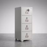 4 drawer diplomat safe with fire-resistant steel construction in a modern office