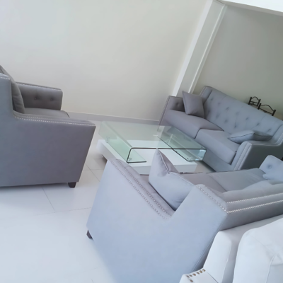 Modern Grey Fabric Sofa Set