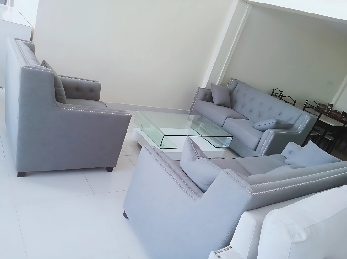 Modern Grey Fabric Sofa Set