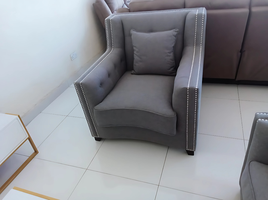 Modern Grey Fabric Sofa Set - Image 2