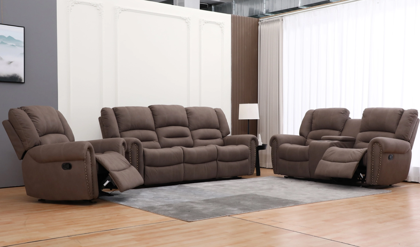 Brown 6-Seater Recliner Sofa - Image 3
