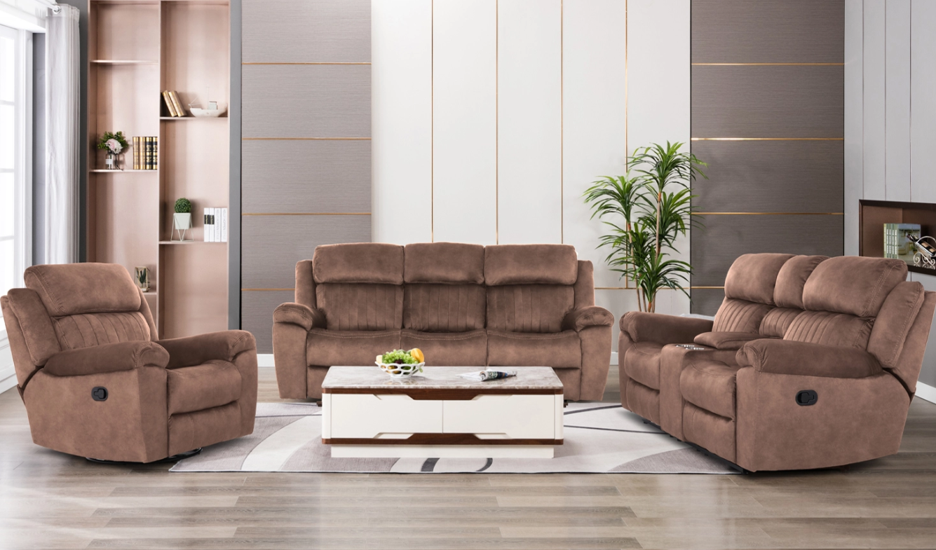 Brown 6-Seater Recliner Sofa
