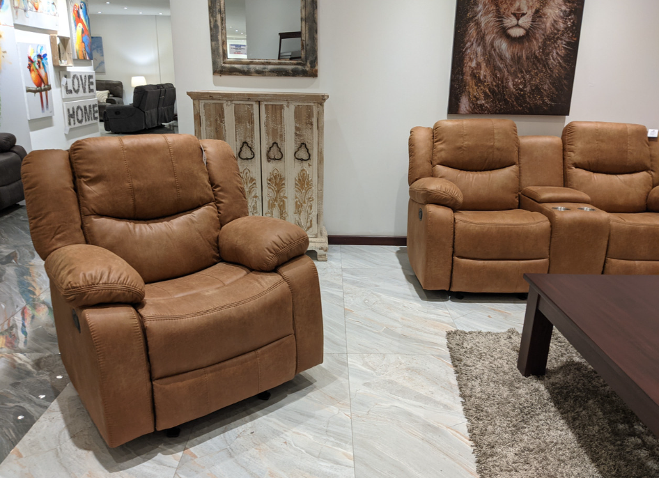 Brown 6-Seater Recliner Sofa - Image 6