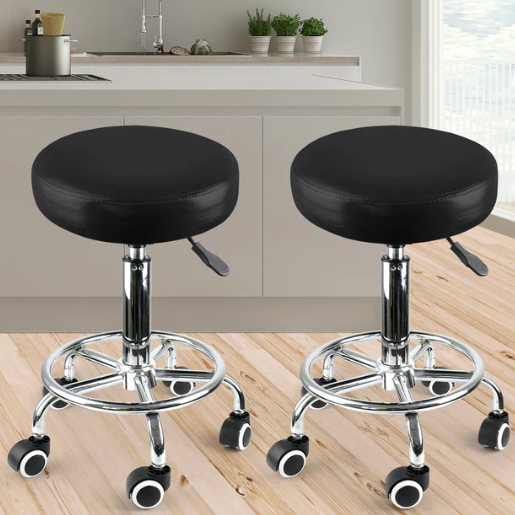 Black Swivel Leather Barstool