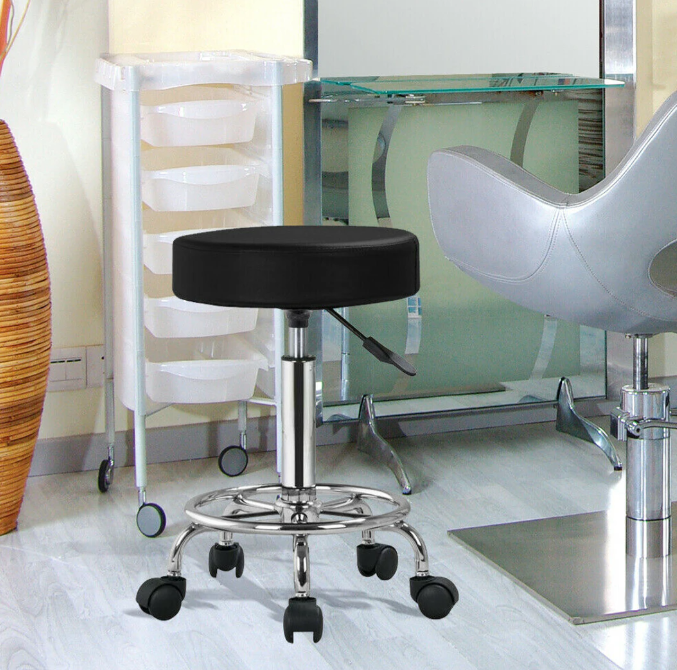 Black Swivel Leather Barstool