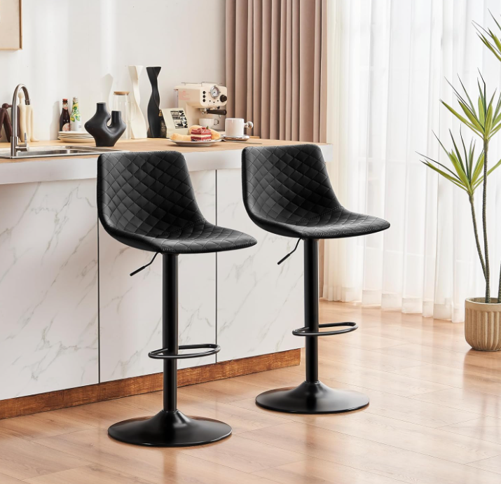 Black Height Adjustable Barstool