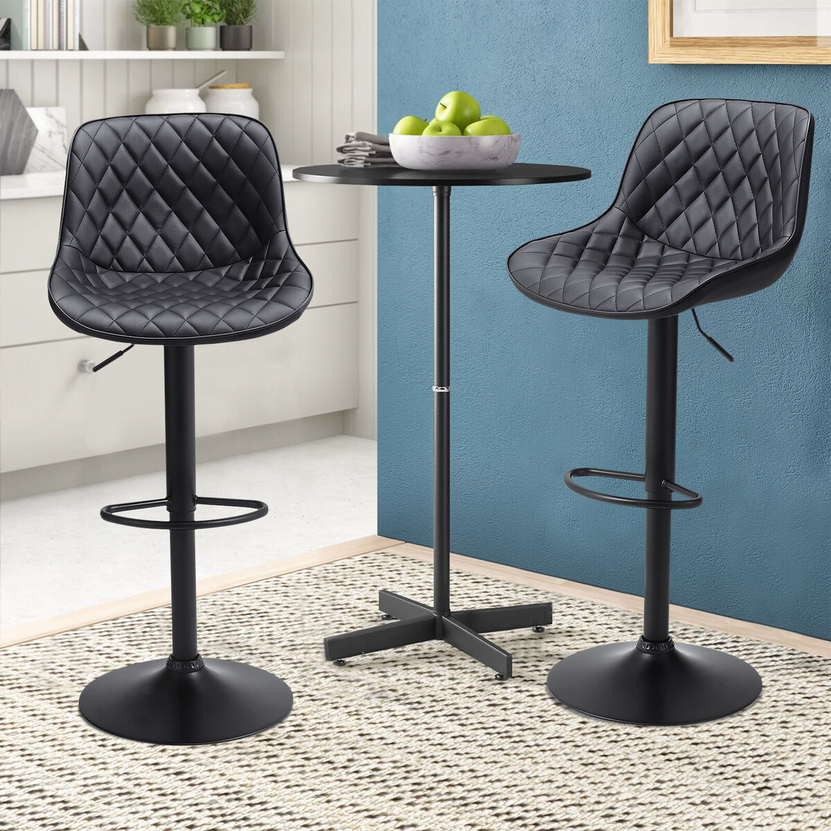 Black Height Adjustable Barstool