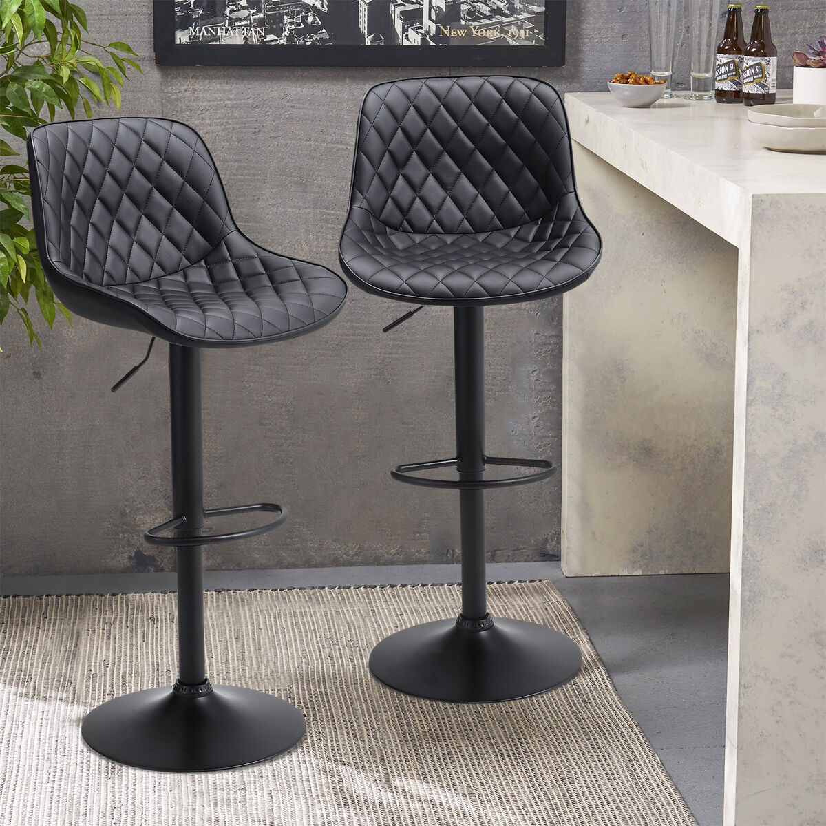 Black Height Adjustable Barstool - Image 7