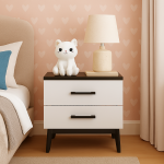 Modern Bedside Drawer with black top and handles