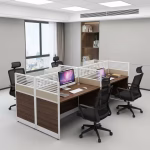 4-way office workstation with modern design and spacious layout