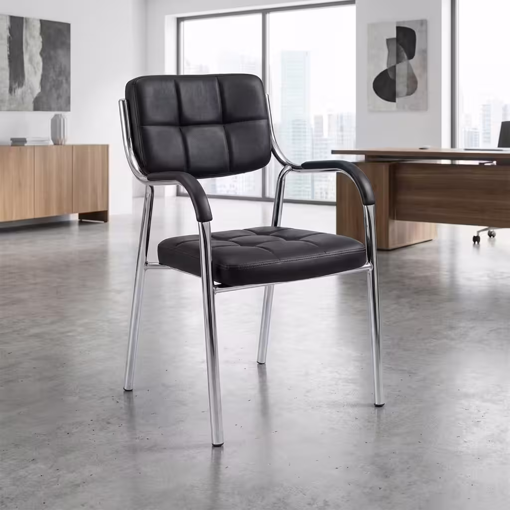 Catalina Waiting Office Chair with cushioned seat and metallic frame