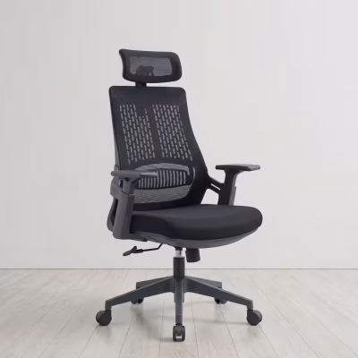 High‑back mesh office chair with ergonomic design and cushioned seat