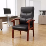 Visitors leather office chair with cushioned seat and sturdy frame