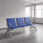 3-link office waiting bench with cushioned seats and chrome frame