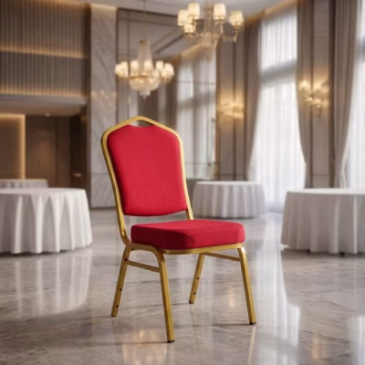 Heavy-duty banquet chair with cushioned seat and reinforced frame