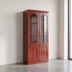 2-door wooden filing cabinet with classic finish and secure handles