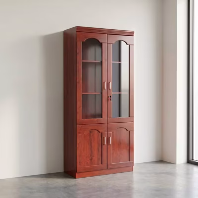 2-door wooden filing cabinet with classic finish and secure handles