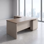 1.4M executive office desk with sleek finish and integrated storage