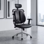Executive kidney office chair with cushioned seat and ergonomic backrest