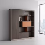 Modern open-shelved executive storage cabinet with sleek finish