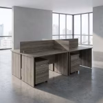 4-way custom office workstation with pedestals and modern design