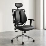 Executive kidney office chair with cushioned seat and ergonomic backrest