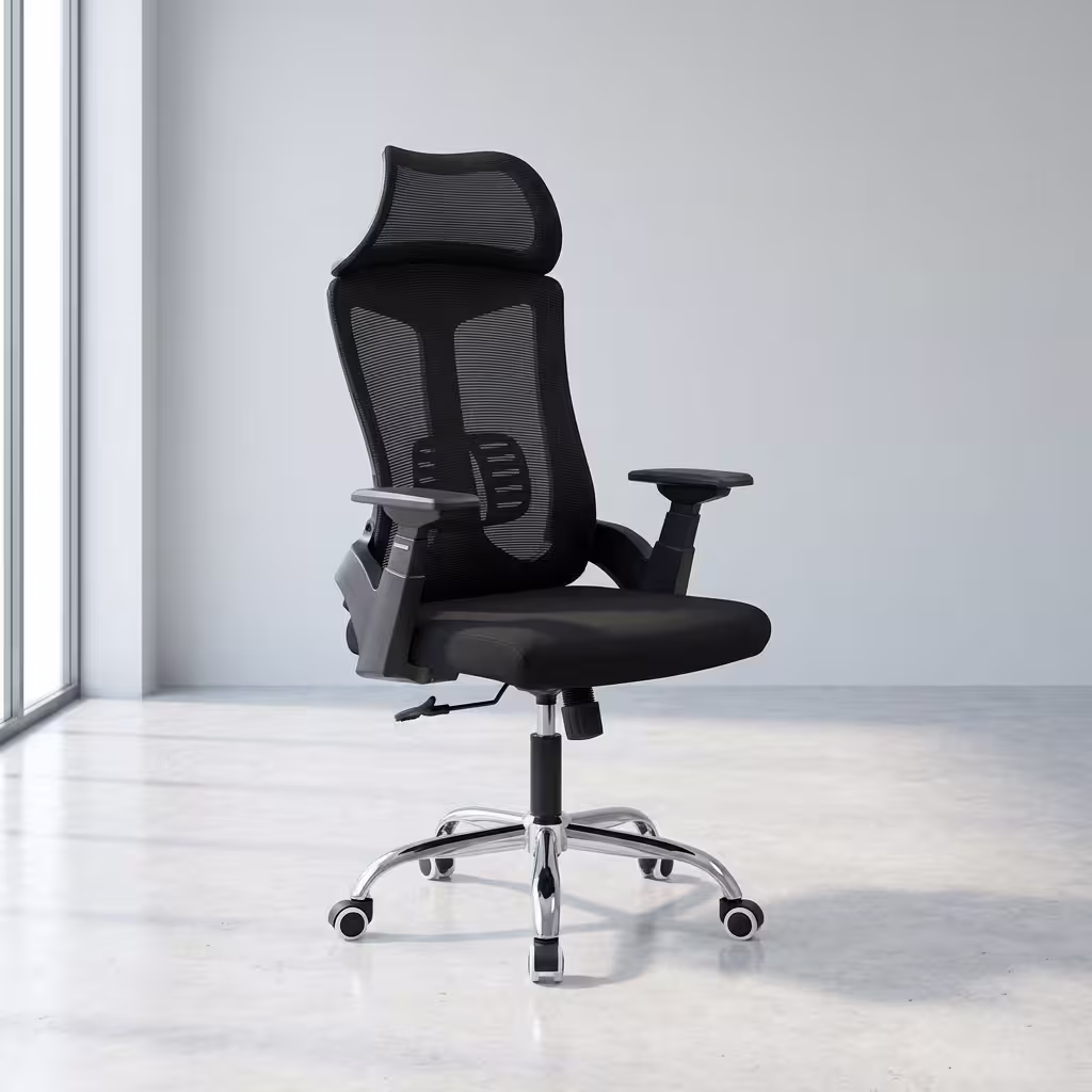 Orthopedic mesh office chair with lumbar support and adjustable features