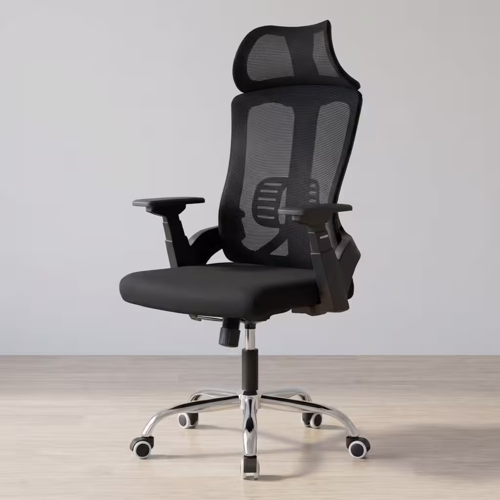 Orthopedic mesh office chair with lumbar support and adjustable features