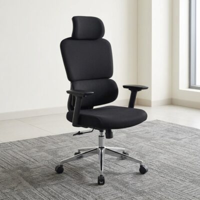 Orthopedic office chair with cushioned seat and knob-adjustable backrest