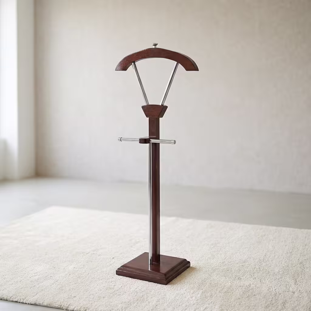 Modern office coat hanger with wood and metal design