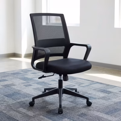 Swivel mesh office chair with cushioned seat and adjustable features