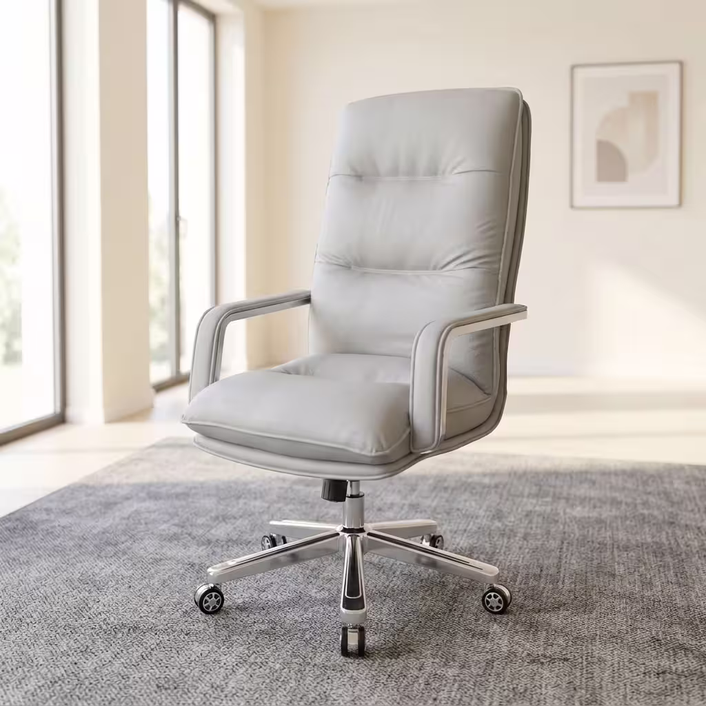 Oxy Cream Executive Office Chair with cushioned backrest and chrome base